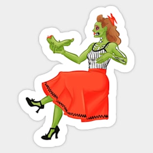 Zombie Girl Contemplation Sticker